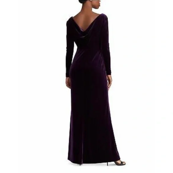NWT Lauren Ralph Lauren Velvet Gown Puple - Picture 3 of 9